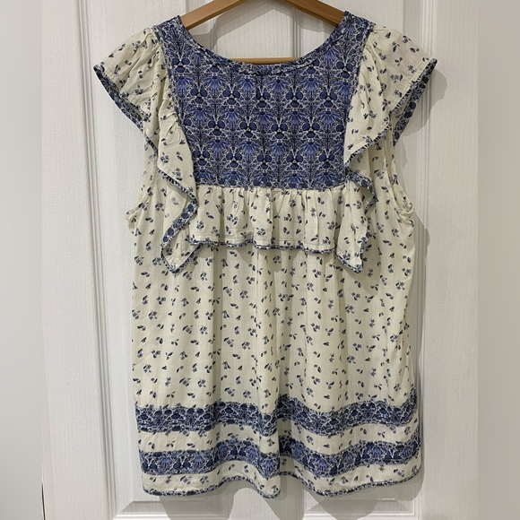 FatFace Blue and White Floral Blouse UK14 - Picture 5 of 8